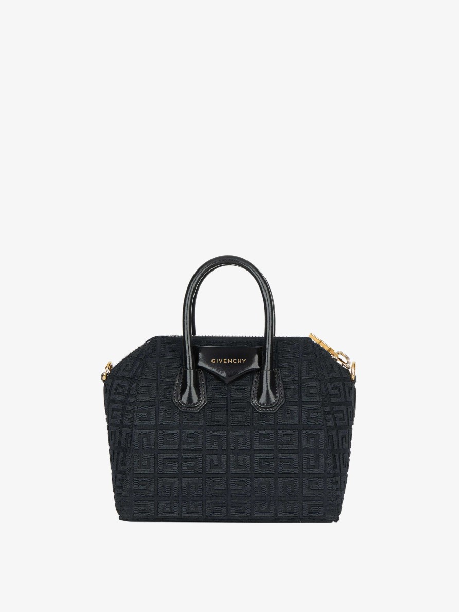 Women Givenchy Antigona | Mini Antigona Bag In 4G Embroidered Canvas Black