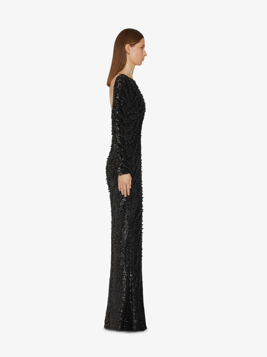 Women Givenchy Dresses | Gown With Sequins And Pearl Embroidery Black