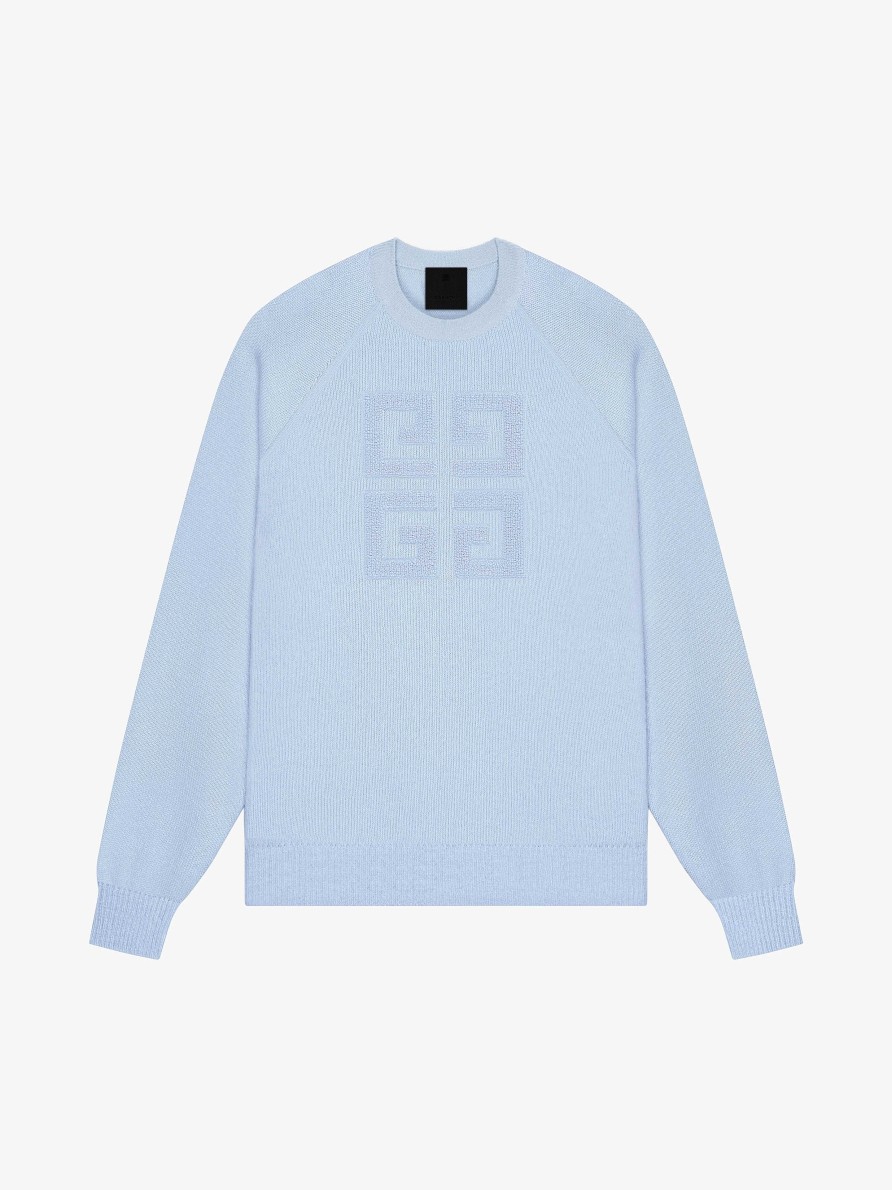 Women Givenchy Knitwear | 4G Sweater In Cashmere Light Blue