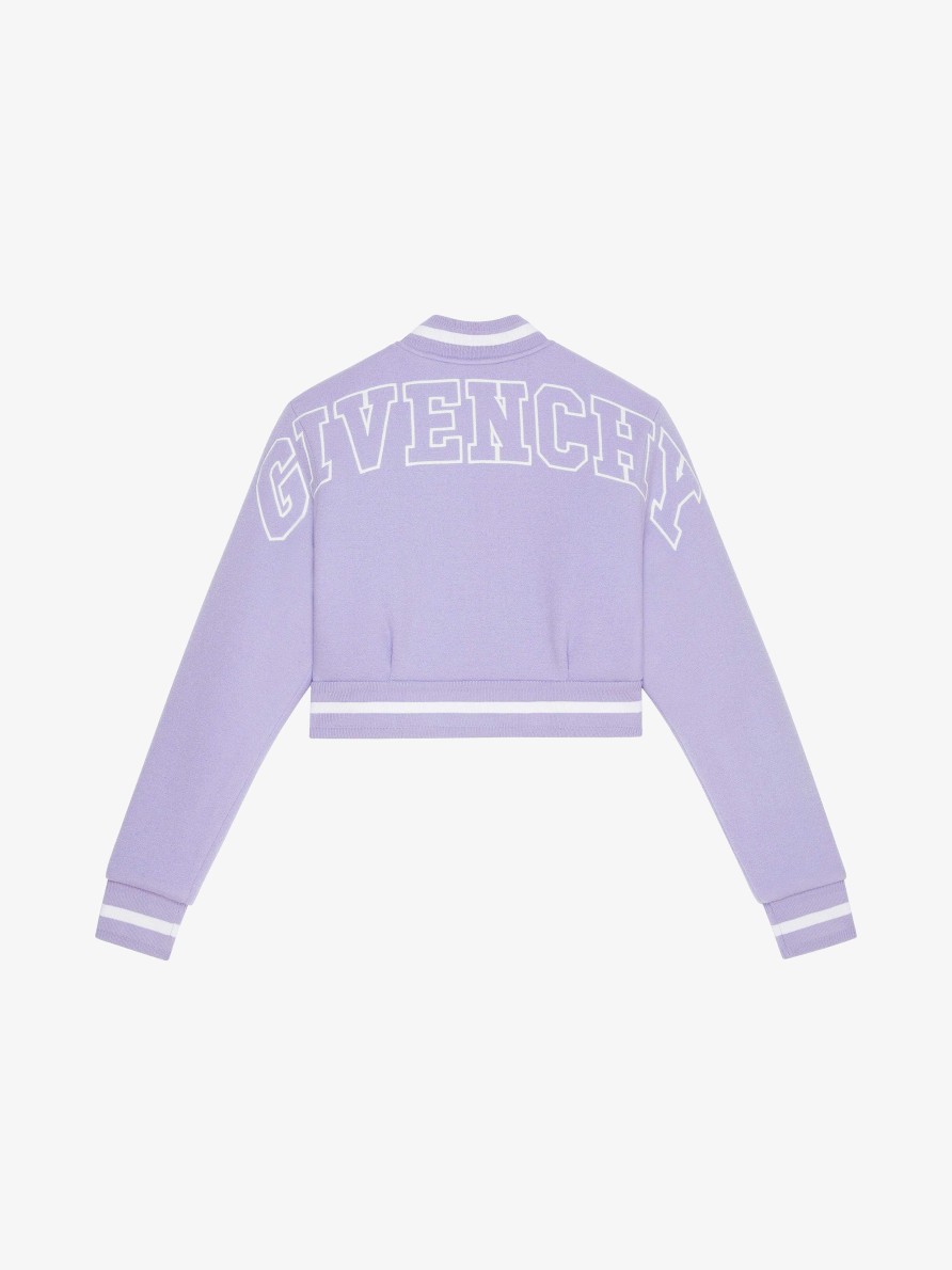 Women Givenchy Outerwear & Blousons | Cropped Varsity Jacket In Wool Lavender