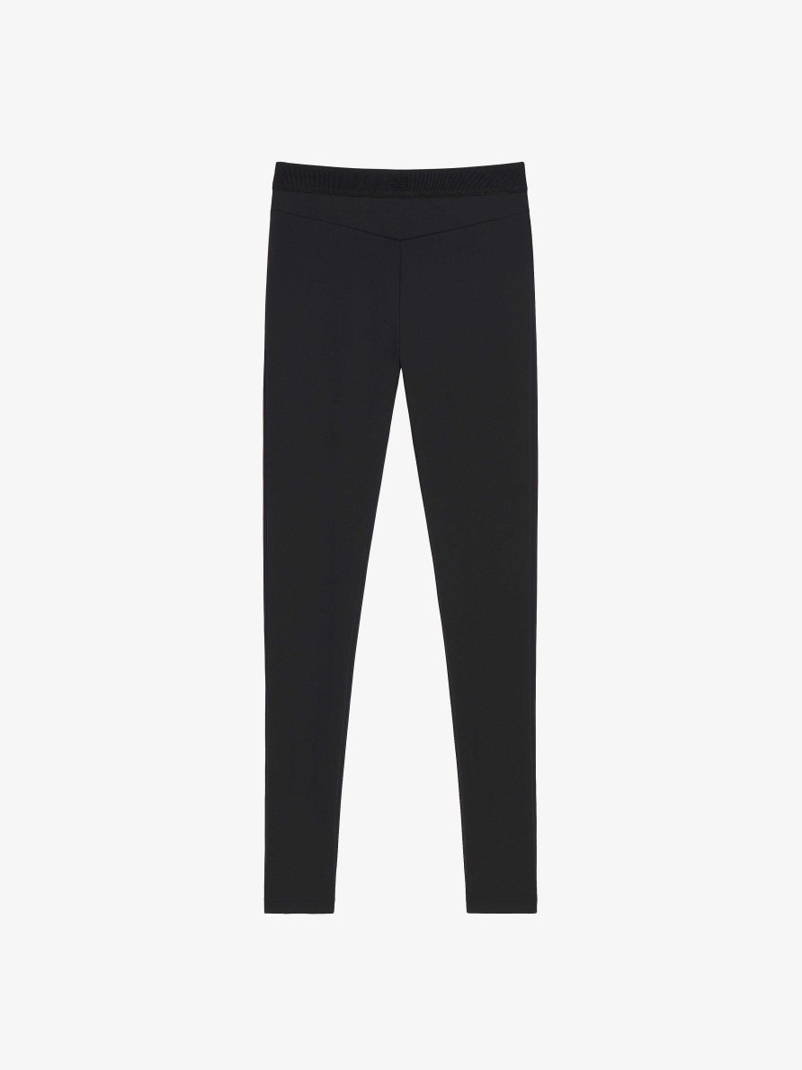 Women Givenchy Pants | Leggings In Jersey With Givenchy Waistband Black