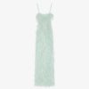 Women Givenchy Dresses | Evening Straps Dress With Feathers And Lurex Mint Green