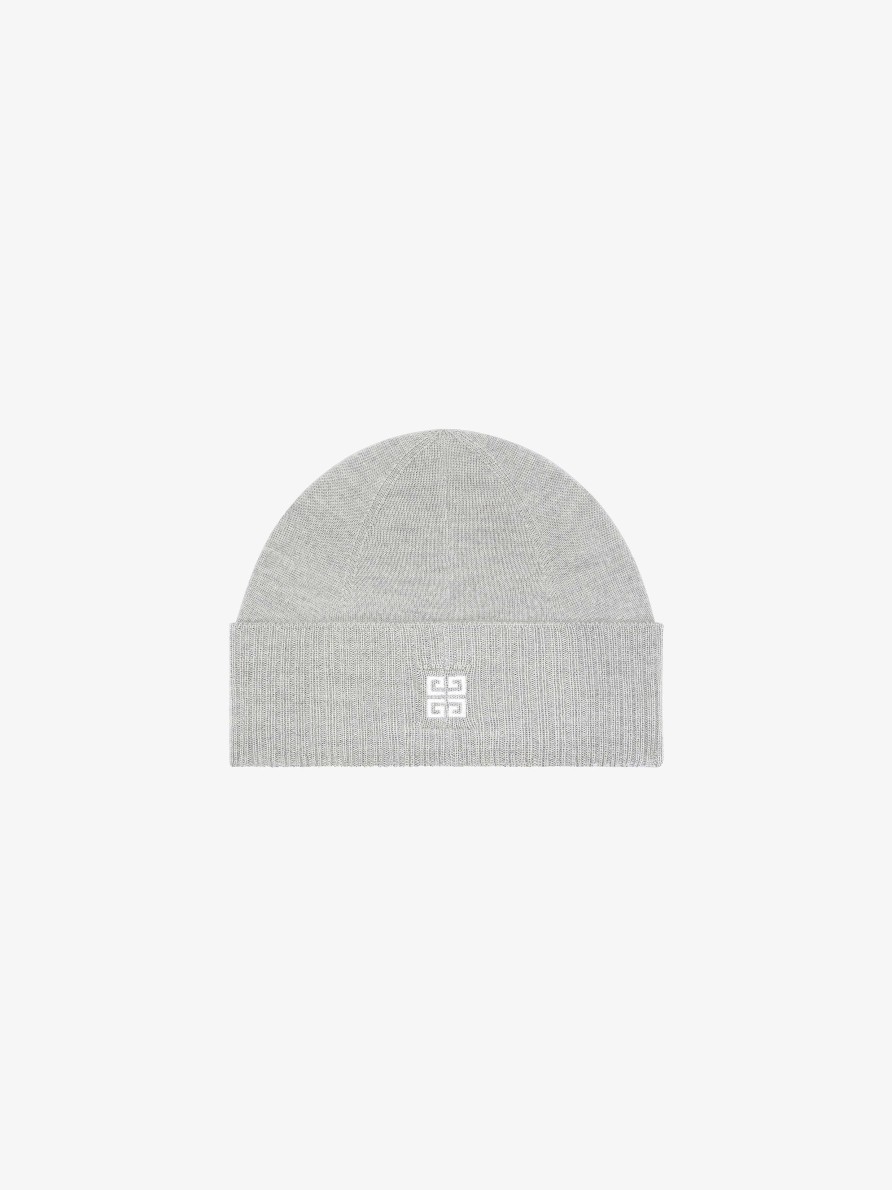 Women Givenchy Other Accessories | Givenchy 4G Beanie In Wool Light Grey