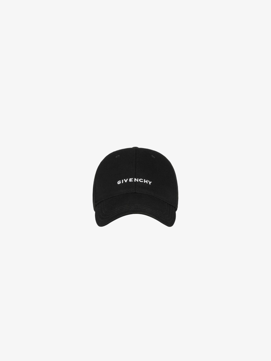 Men Givenchy Beanies & Caps | Givenchy Embroidered Cap In Cotton Black