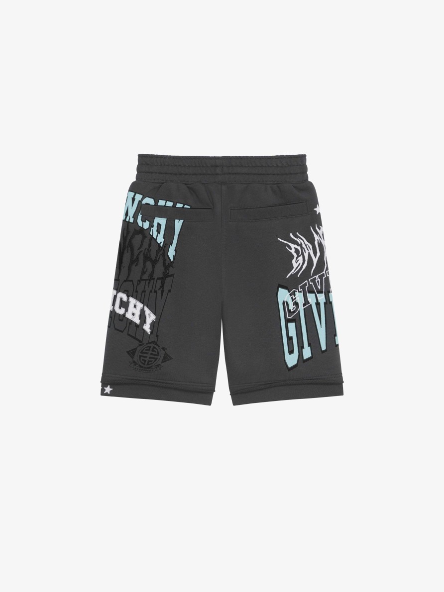 Men Givenchy Boy (4 To 12 Years) | Givenchy Bermuda Shorts In Fleece Grey Blue