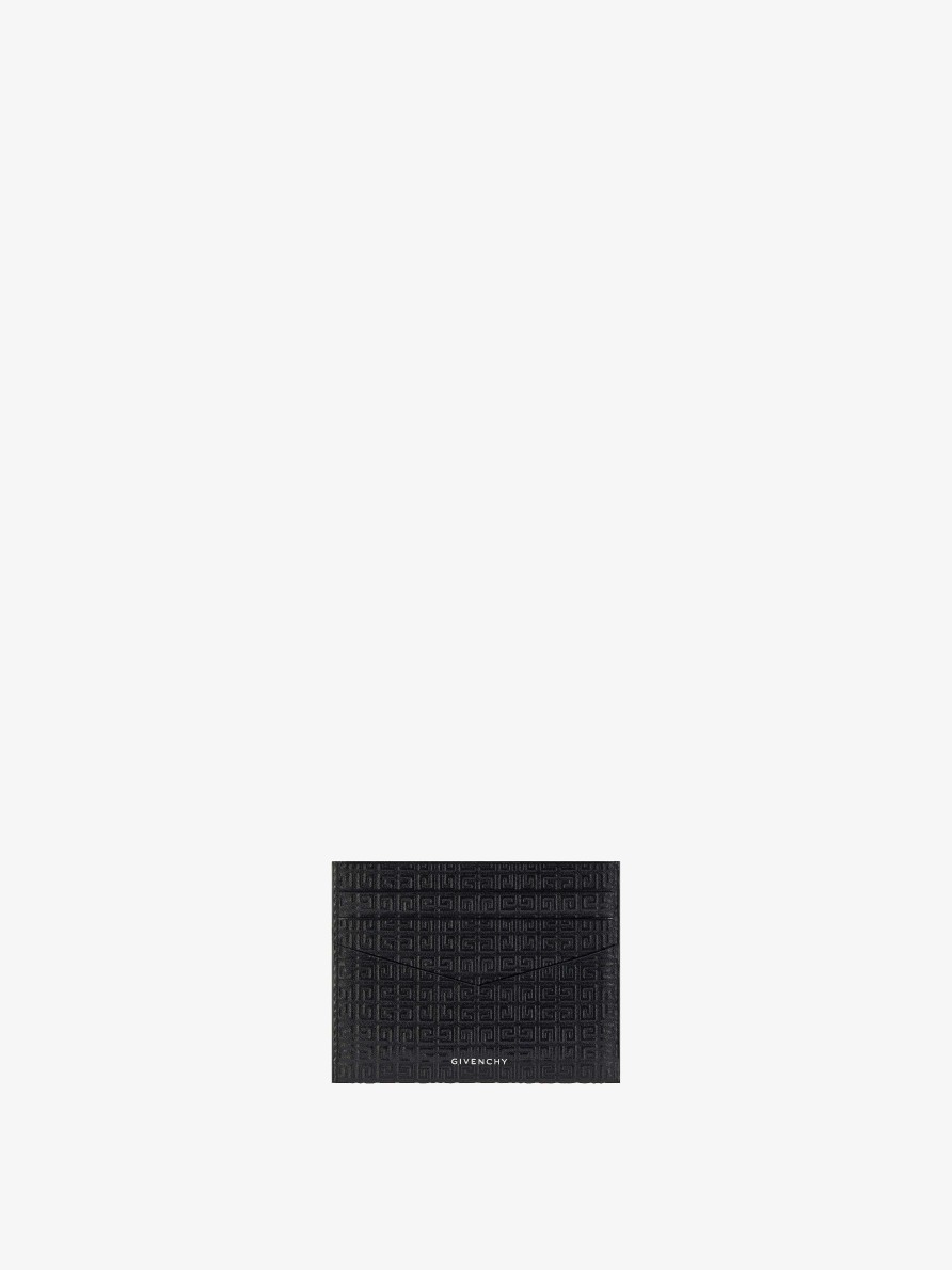 Men Givenchy Small Leather Goods | Givenchy Card Holder In 4G Micro Leather Black/Green