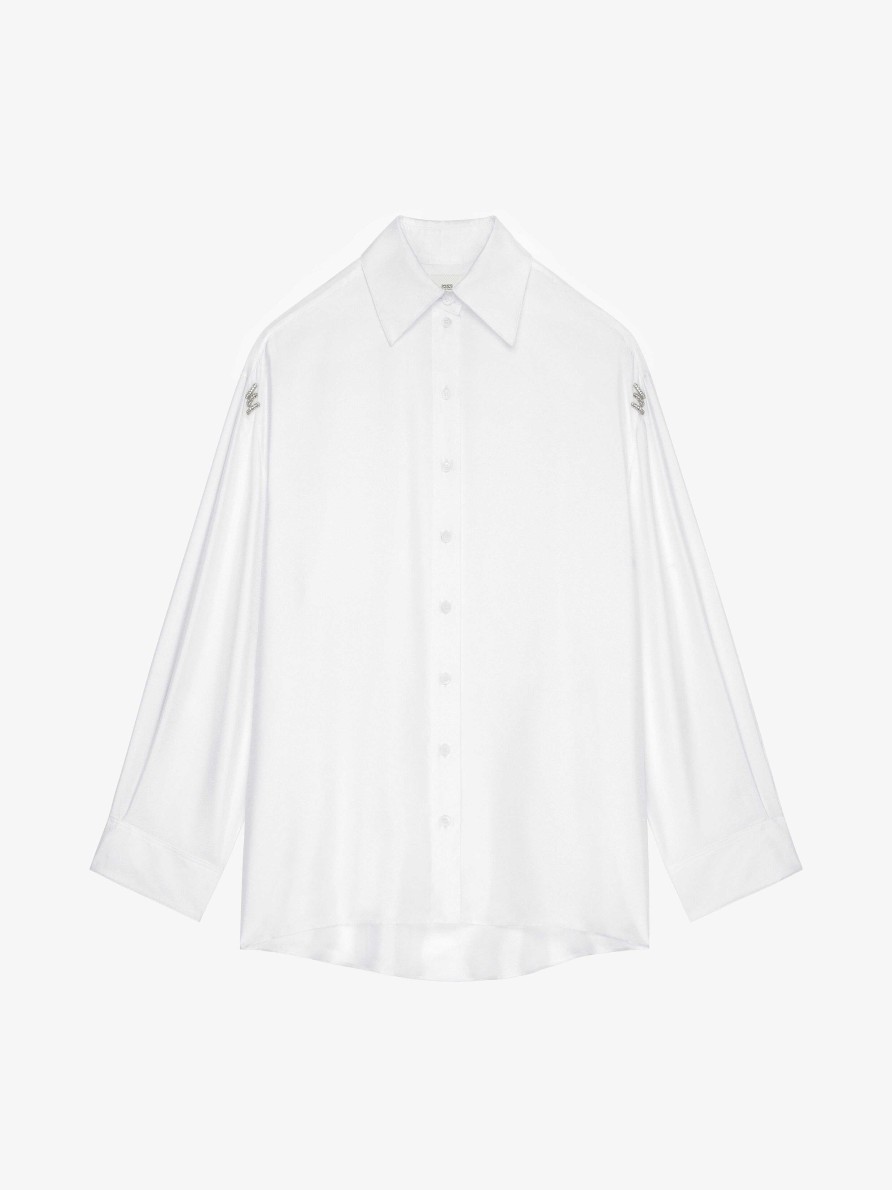 Women Givenchy Tops & Shirts | Shirt In Silk With Crystals White