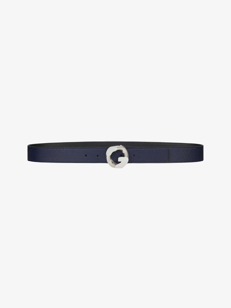 Men Givenchy Belts | G-Chain Reversible Belt In 4G Classic Leather Black/Navy