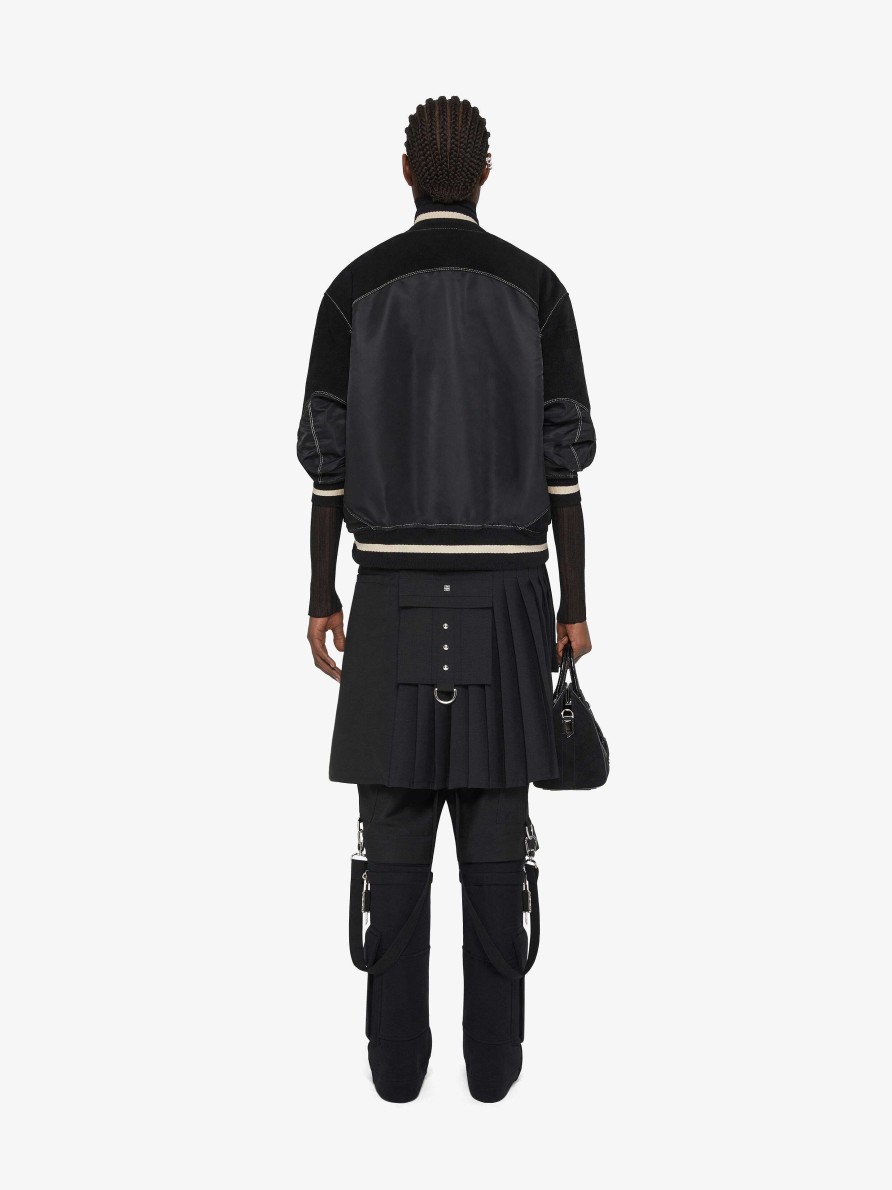 Women Givenchy Outerwear & Blousons | Oversized Varsity Jacket With Leather Details Black