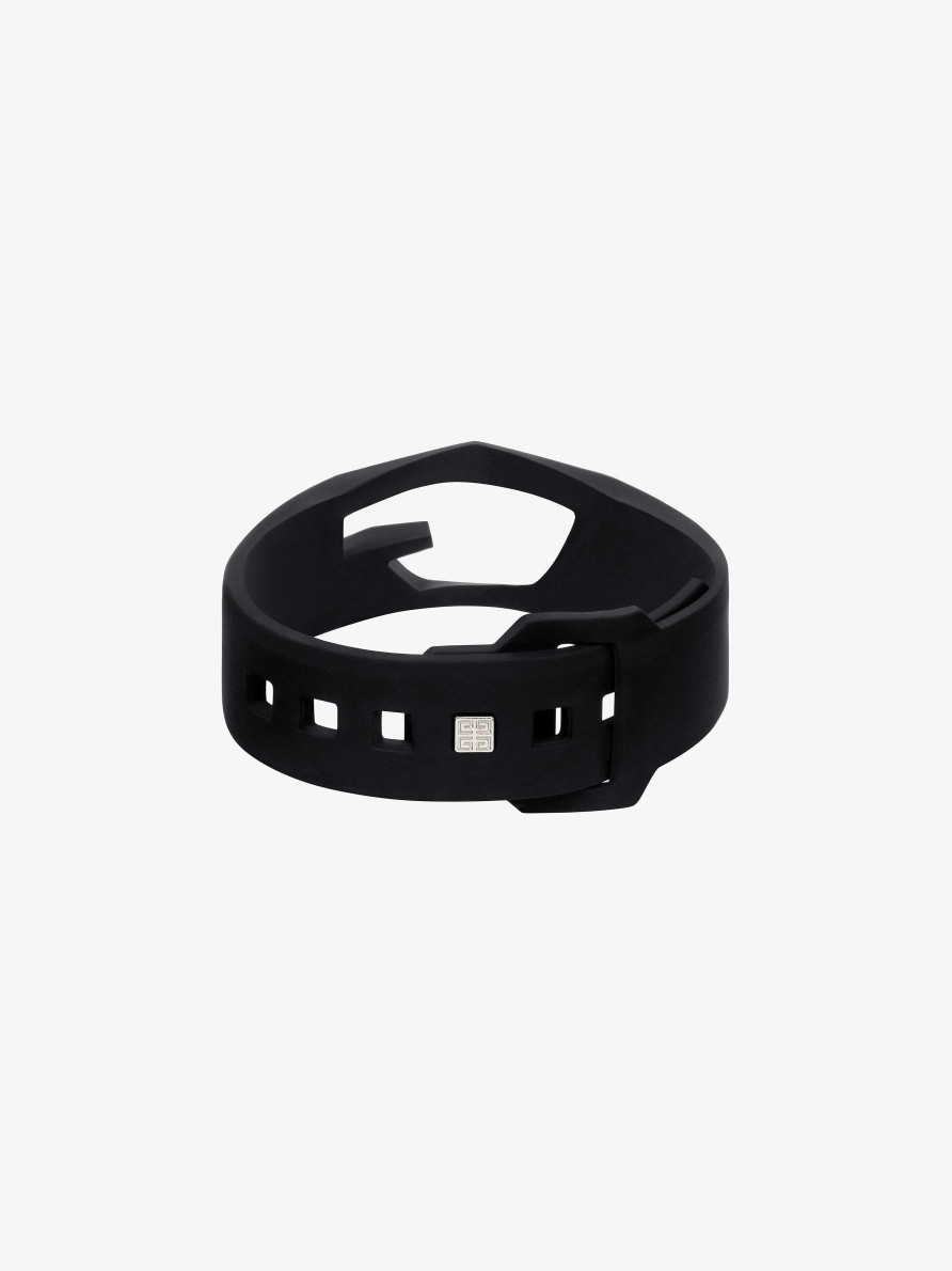 Men Givenchy Jewelry | Giv Cut Bracelet In Rubber Black