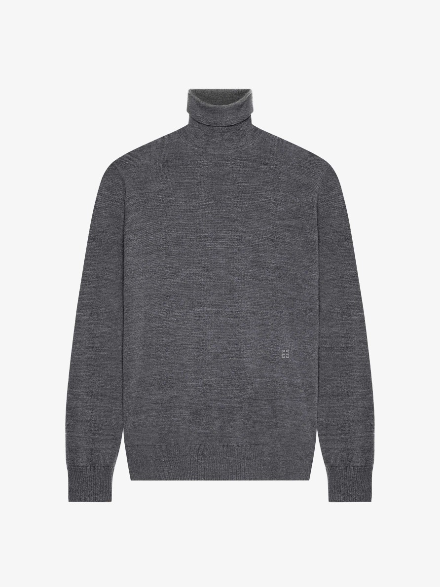 Men Givenchy Knitwear | Turtleneck Sweater In Wool And Cashmere Medium Grey