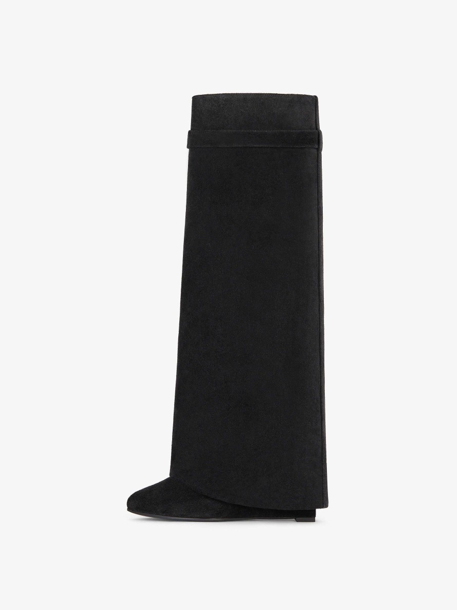 Women Givenchy Boots & Booties | Shark Lock Boots In Suede Black