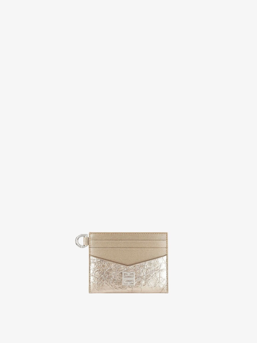 Women Givenchy Small Leather Goods | 4G Card Holder In Laminated Leather Dusty Gold