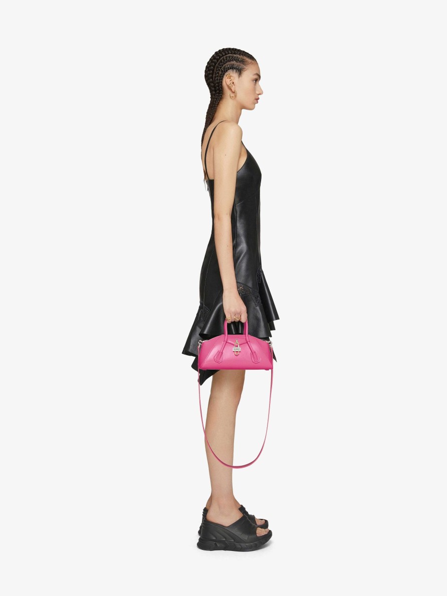 Women Givenchy Antigona | Mini Antigona Stretch Bag In Box Leather Neon Pink