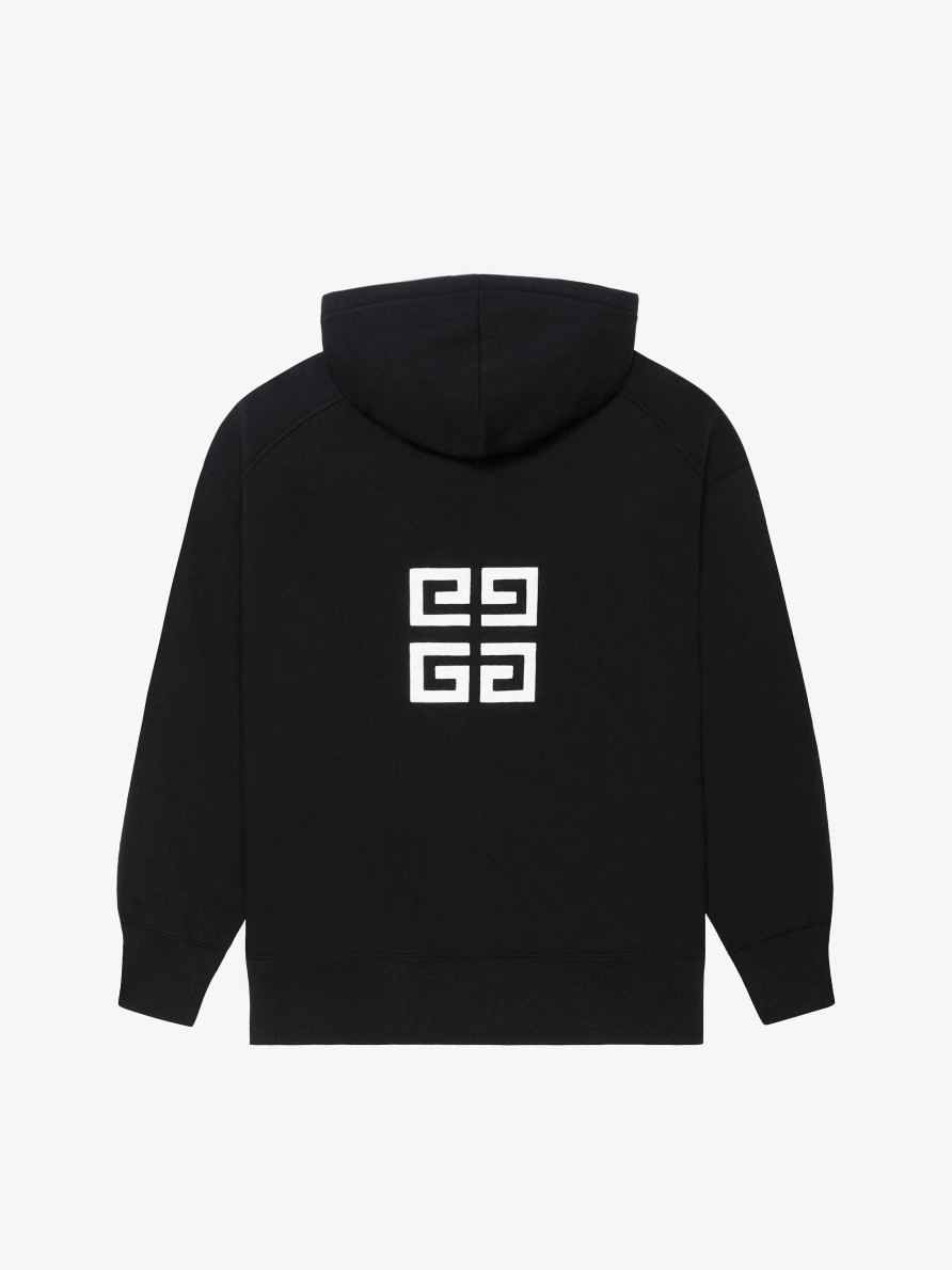 Men Givenchy Sweatshirts & Hoodies | Givenchy 4G Slim Fit Hoodie In Fleece Black