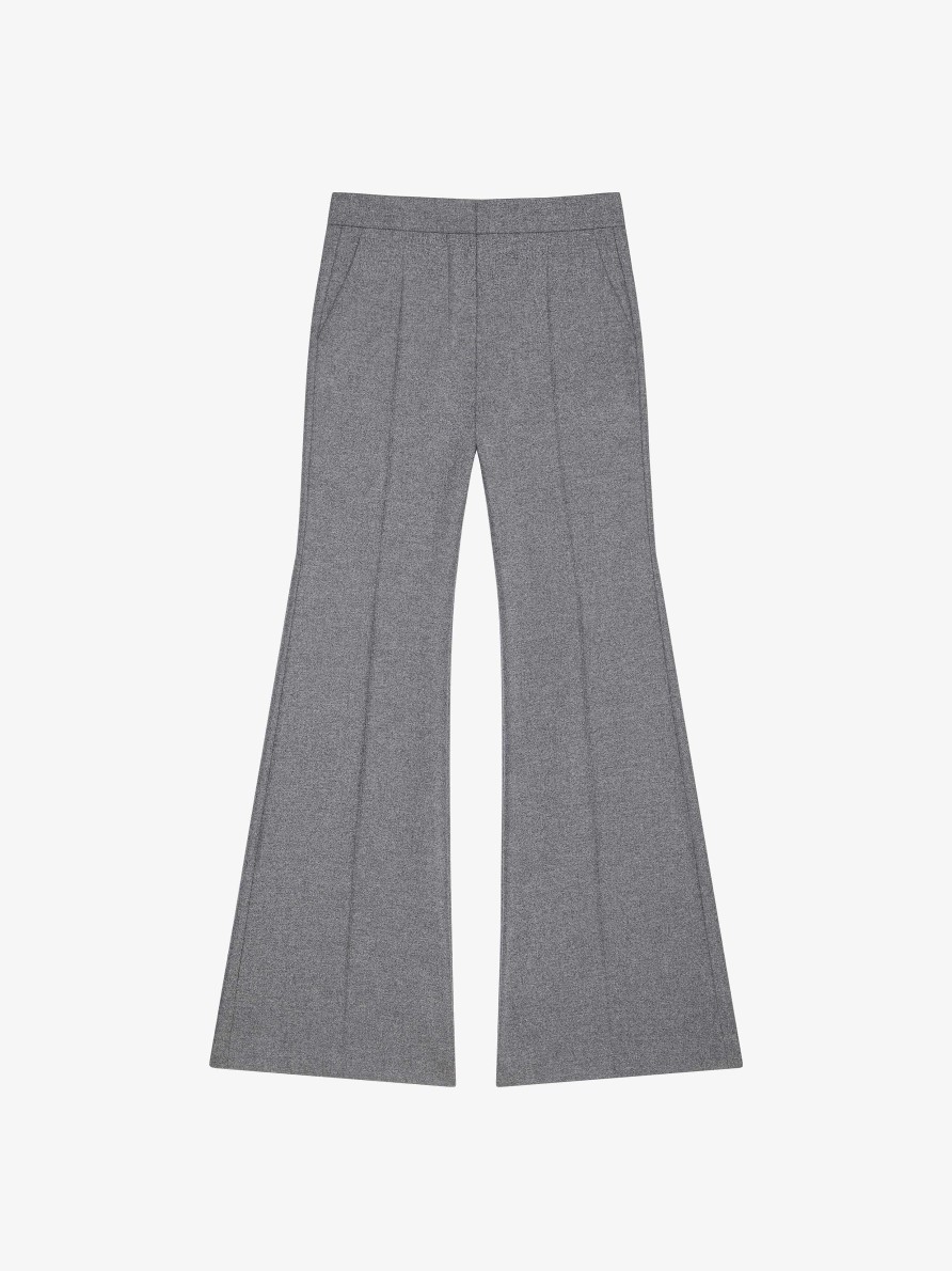 Women Givenchy Pants | Flare Tailored Pants In Wool Flannel Grey