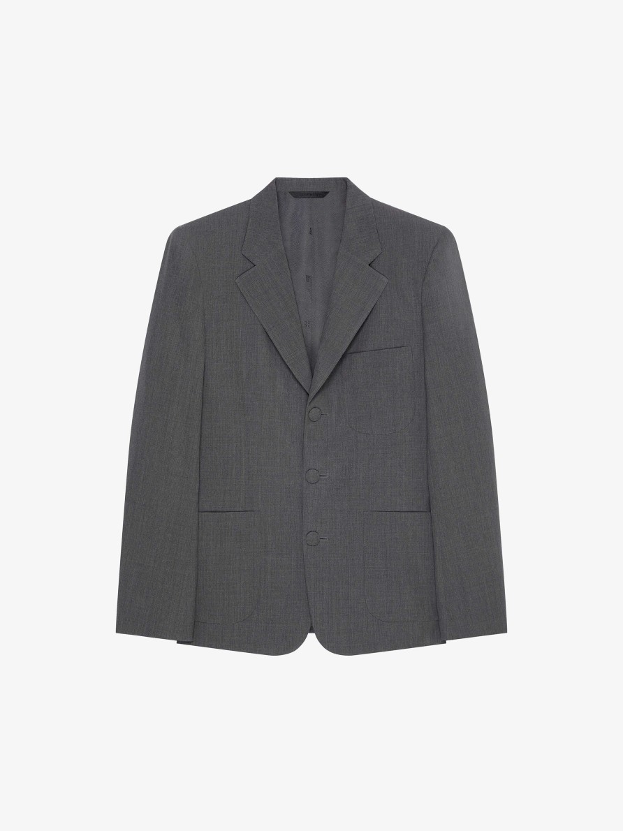 Men Givenchy Jackets & Coats | Jacket In Wool Medium Grey