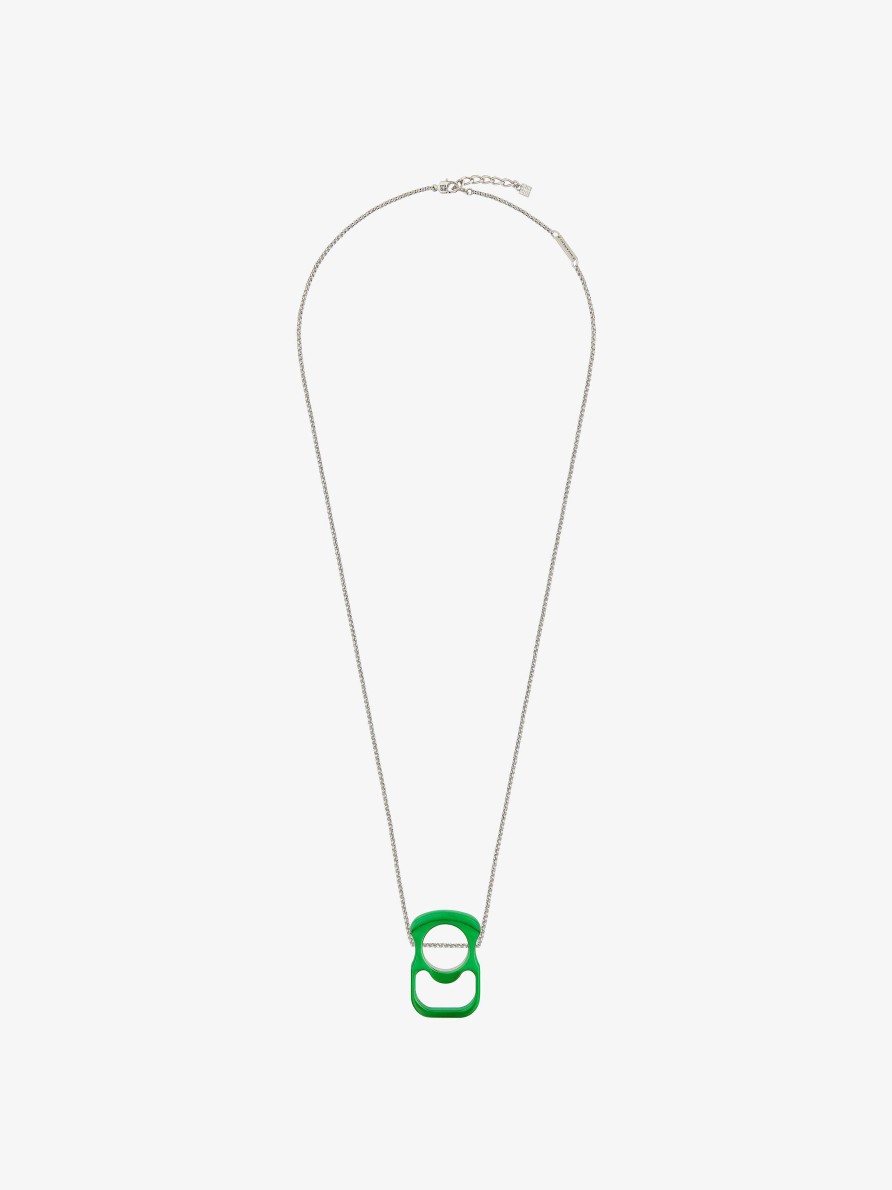 Men Givenchy Jewelry | G Can Necklace In Metal And Enamel Green