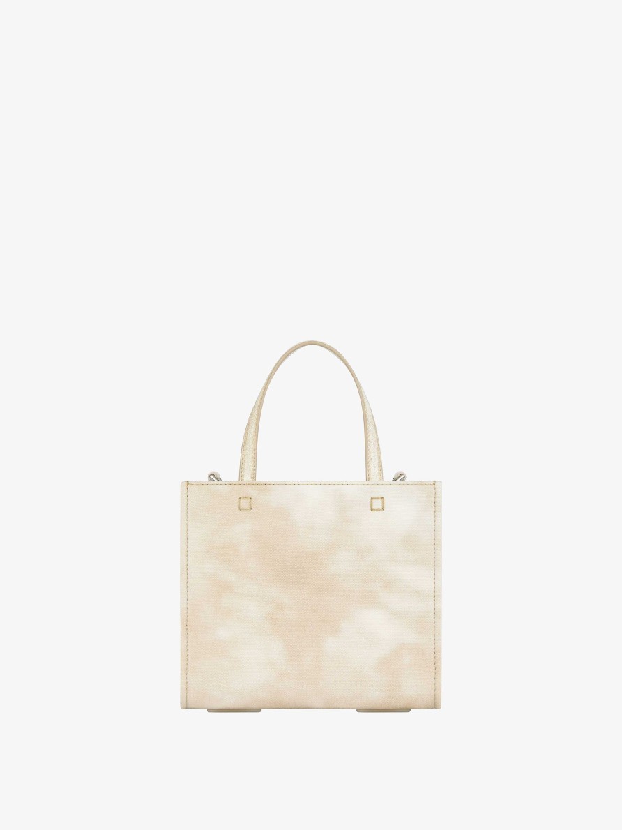 Women Givenchy Mini & Micro Bags | Mini G-Tote Shopping Bag In Tie And Dye Canvas Dusty Gold