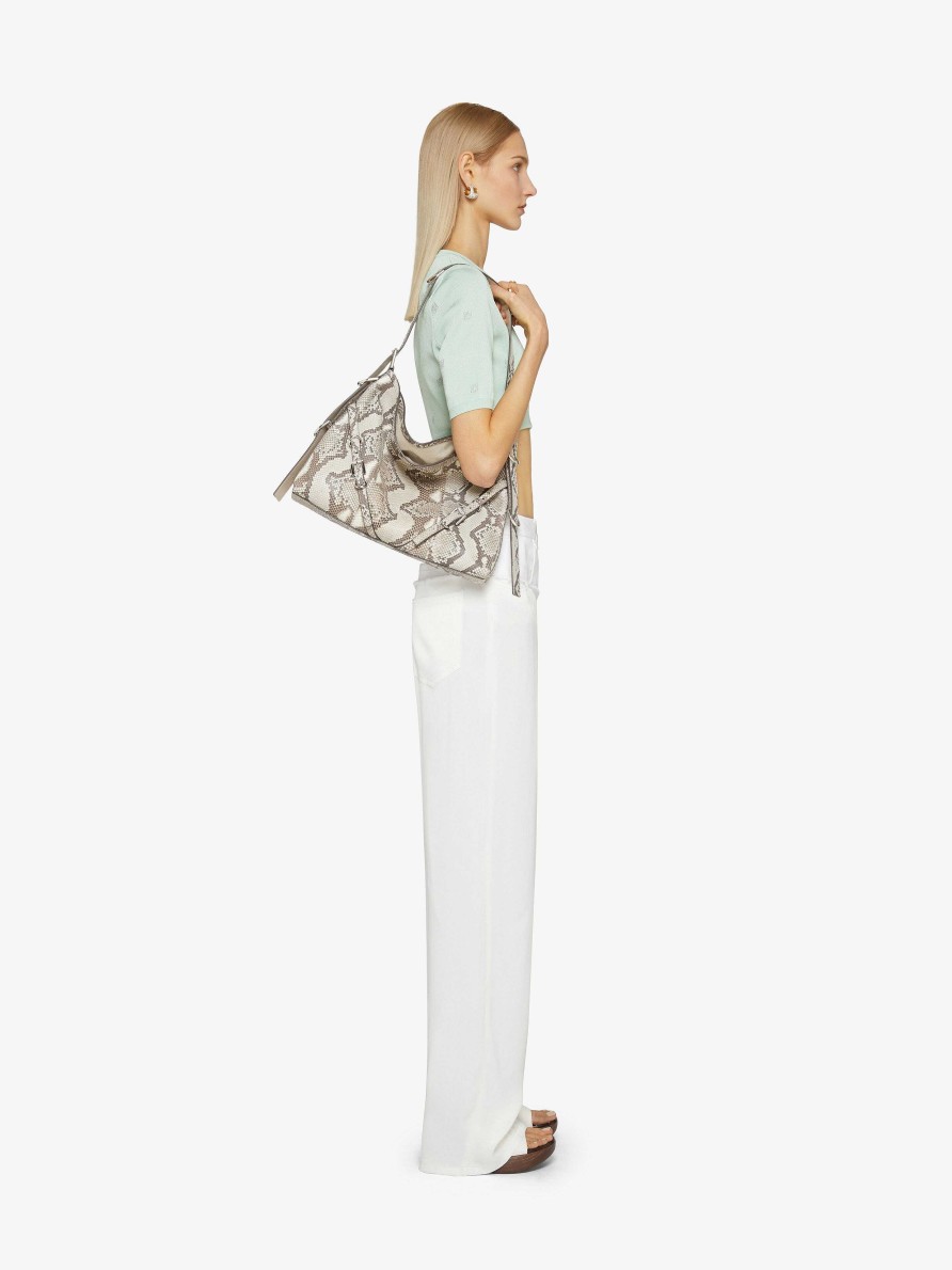 Women Givenchy Voyou | Medium Voyou Bag In Python Grey/Natural