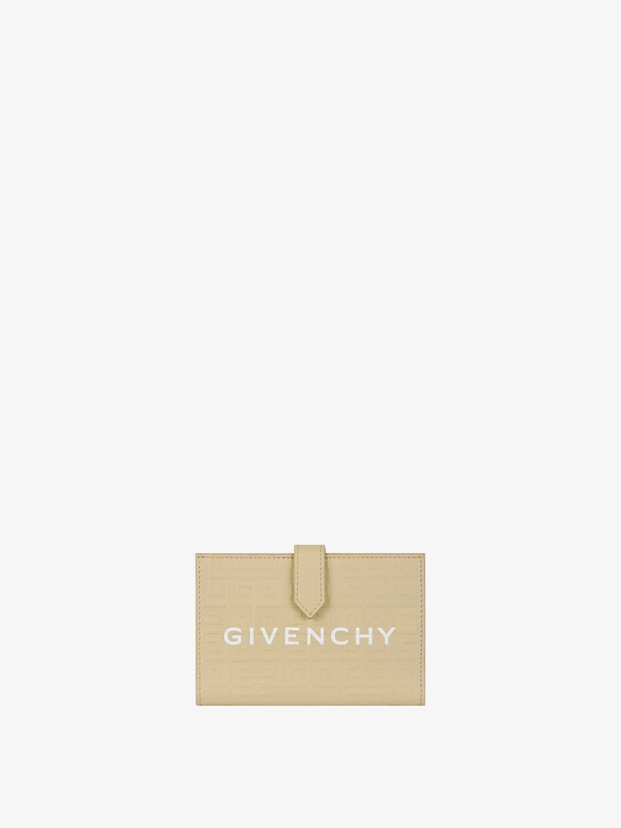 Women Givenchy Small Leather Goods | G-Cut Wallet In 4G Leather Natural Beige