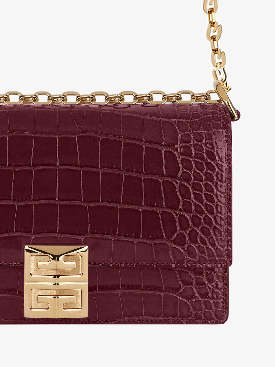 Women Givenchy 4G | Small 4G Bag In Crocodile With Chain Oxblood Red