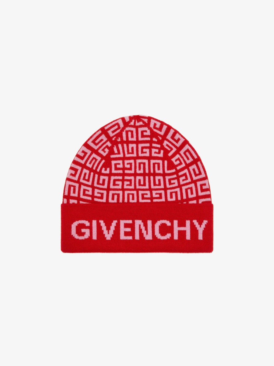 Women Givenchy Other Accessories | Givenchy 4G Jacquard Beanie Pink/Red