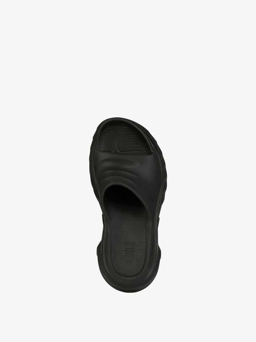 Women Givenchy Slides & Sandals | Marshmallow Wedge Sandals In Rubber Black