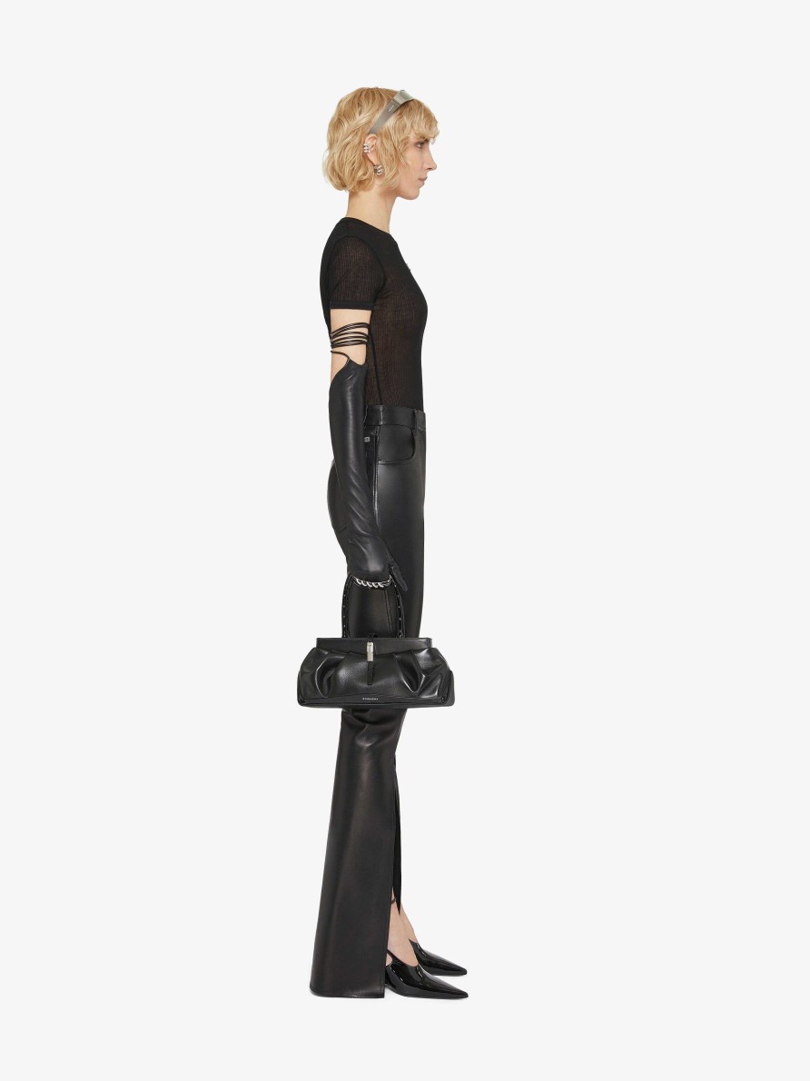 Women Givenchy Pants | Boot Cut Pants In Leather With Slits Black