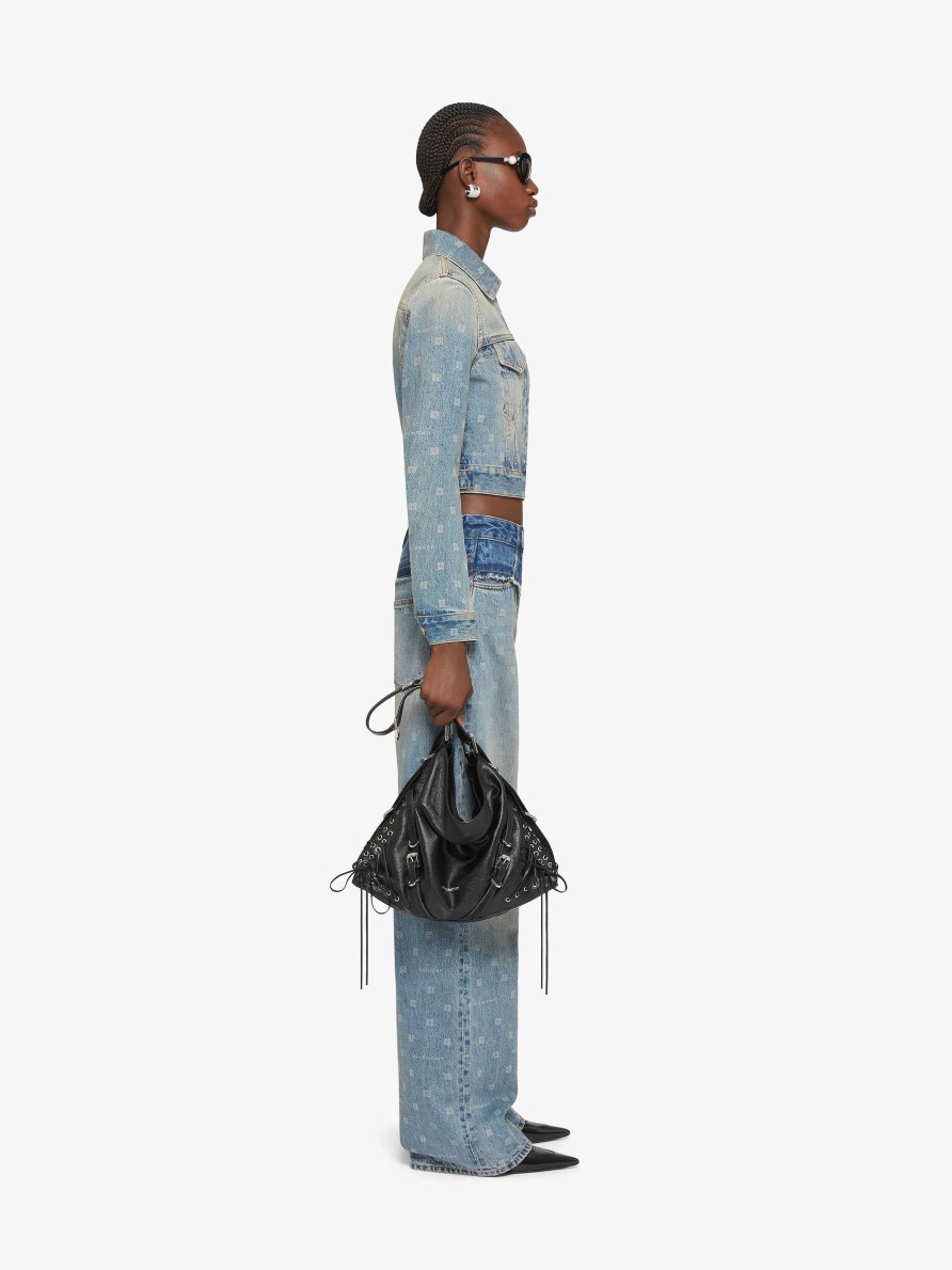 Women Givenchy Pants | Oversized Jeans In Givenchy 4G Mixed Denim Medium Blue