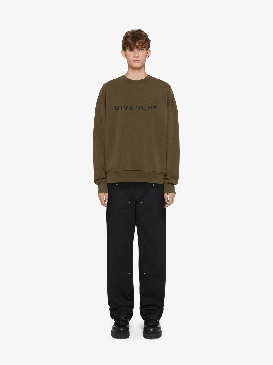 Men Givenchy Sweatshirts & Hoodies | Givenchy Archetype Slim Fit Sweatshirt In Fleece Khaki