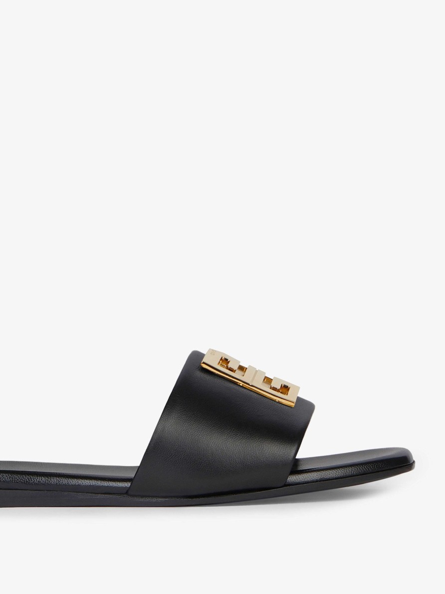 Women Givenchy Slides & Sandals | 4G Flat Mules In Leather Black