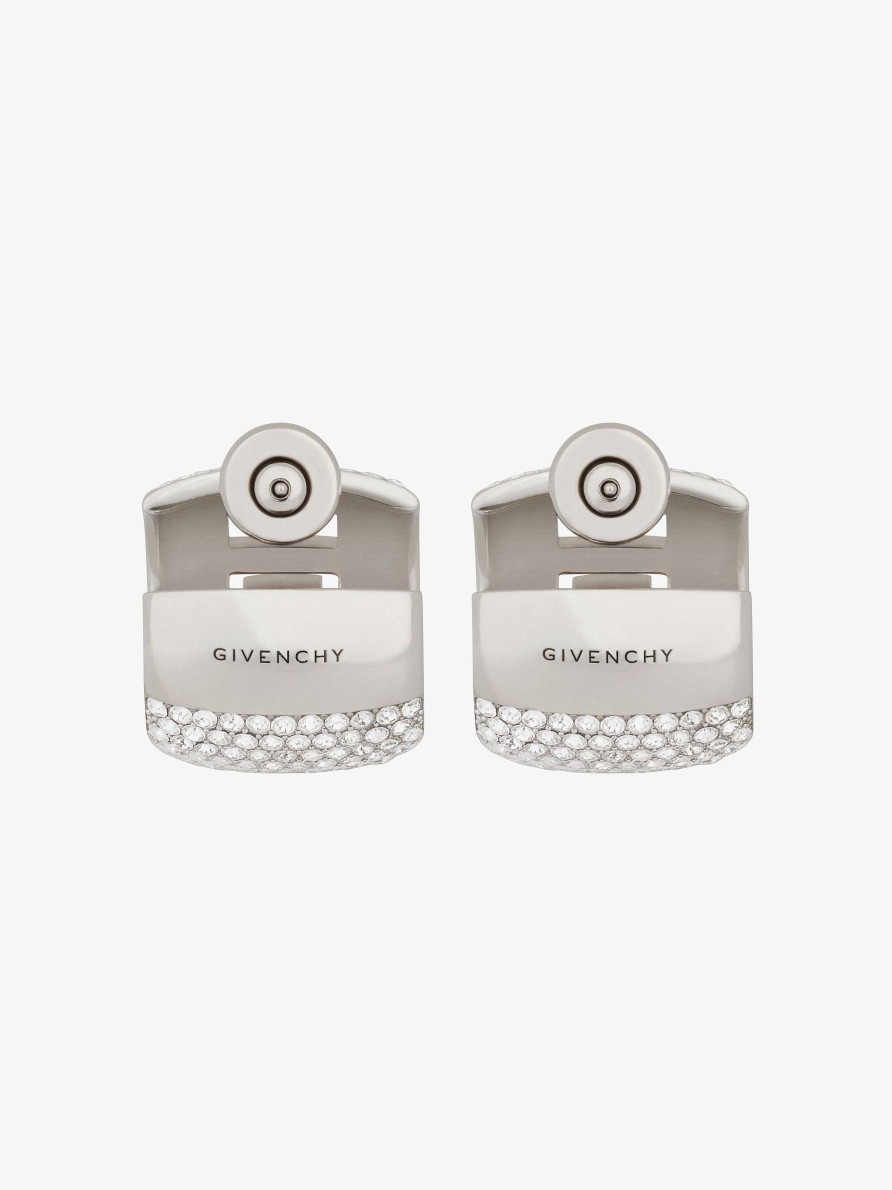 Women Givenchy Jewelry | 4G Earrings In Metal With Crystals Silvery