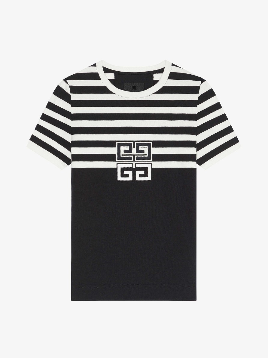 Women Givenchy T-Shirts | 4G Slim Fit T-Shirt In Cotton With Stripes Black/White