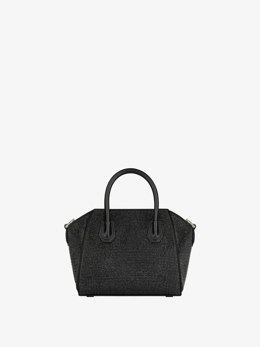 Women Givenchy Antigona | Antigona Toy Bag In Satin With Strass Black