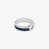 Men Givenchy Jewelry | Giv Cut Ring In Metal And Leather Blue/Silvery