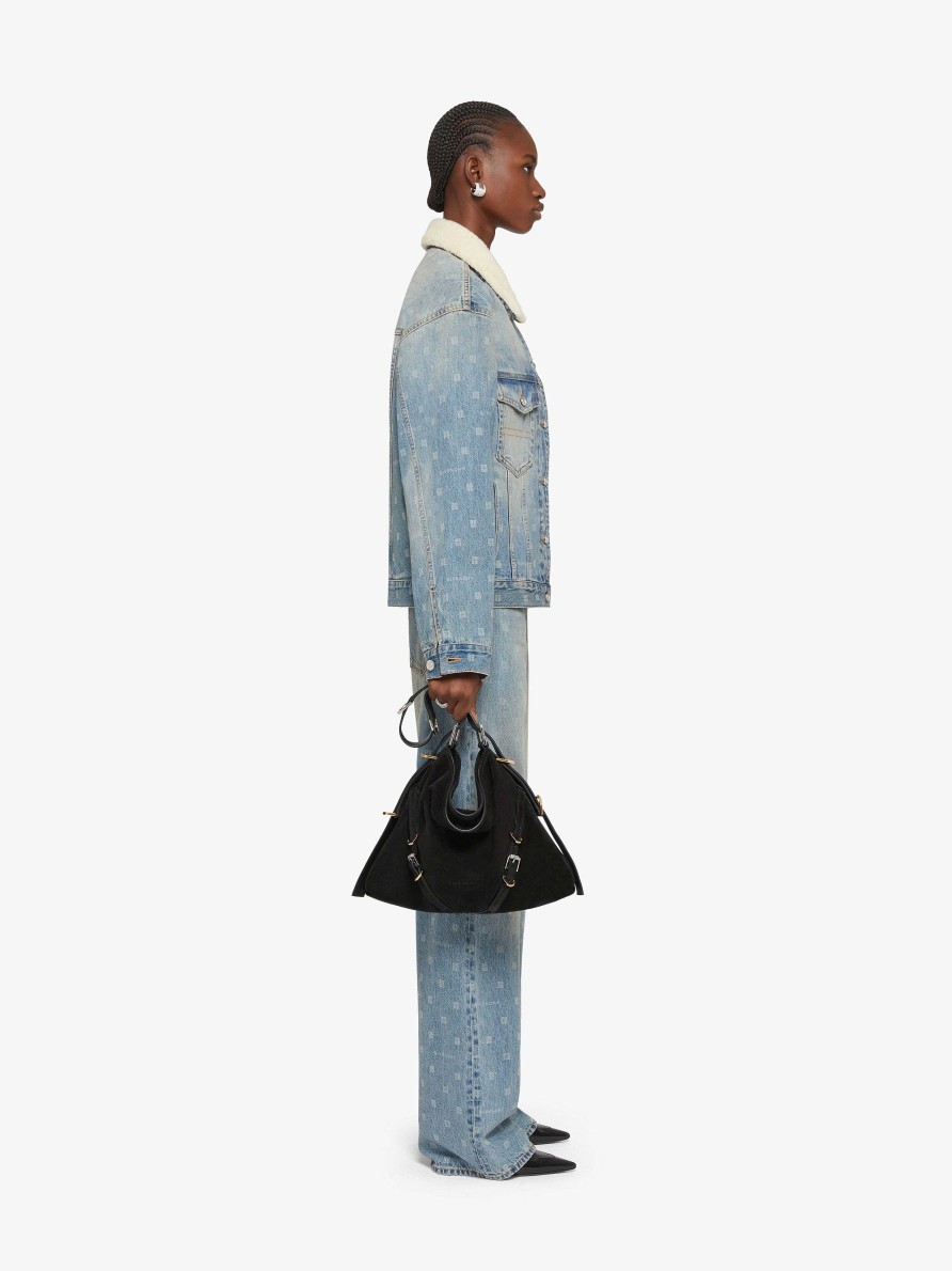 Women Givenchy Outerwear & Blousons | Jacket In Givenchy 4G Denim And Fleece Medium Blue