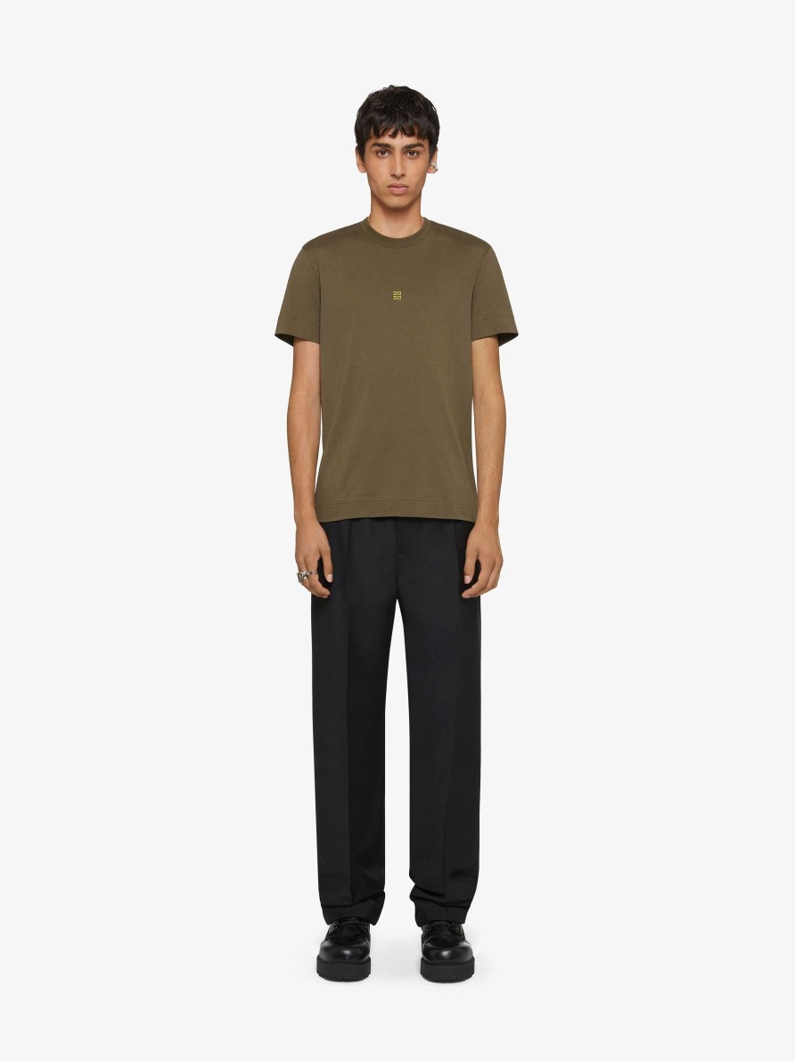 Men Givenchy T-Shirts | Slim Fit T-Shirt In Cotton Khaki/Yellow