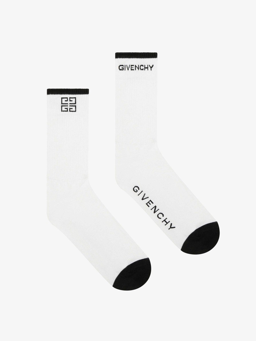 Men Givenchy Underwear | Givenchy 4G Socks In Cotton White/Black