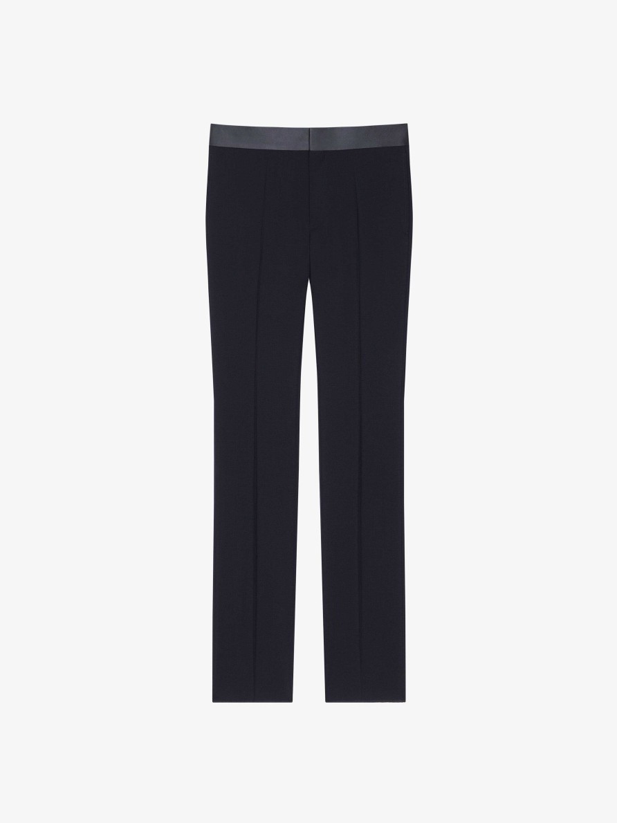 Men Givenchy Pants | Slim Fit Tailored Pants In Wool And Mohair Night Blue