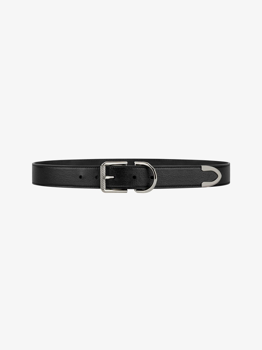 Men Givenchy Belts | Voyou Belt In Leather Black