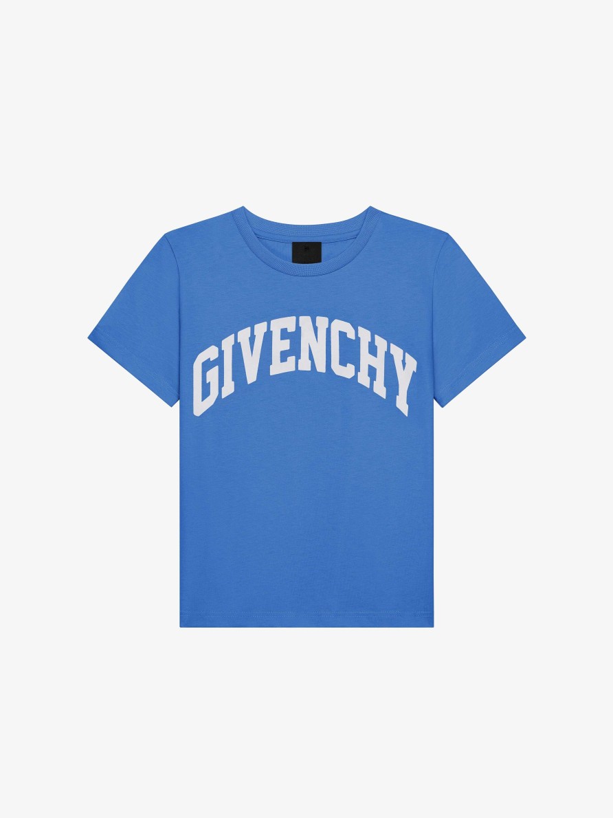 Men Givenchy Boy (4 To 12 Years) | Givenchy College T-Shirt In Cotton Blue