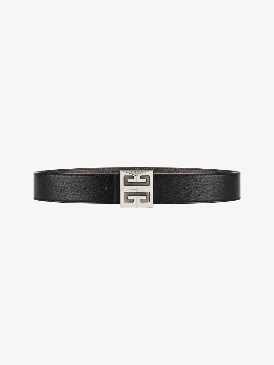 Men Givenchy Belts | 4G Reversible Belt In Leather Black/Grey