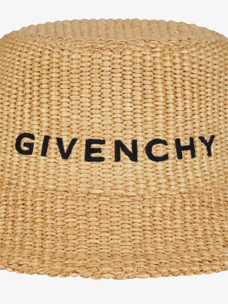 Women Givenchy Other Accessories | Givenchy Bucket Hat In Raffia Natural