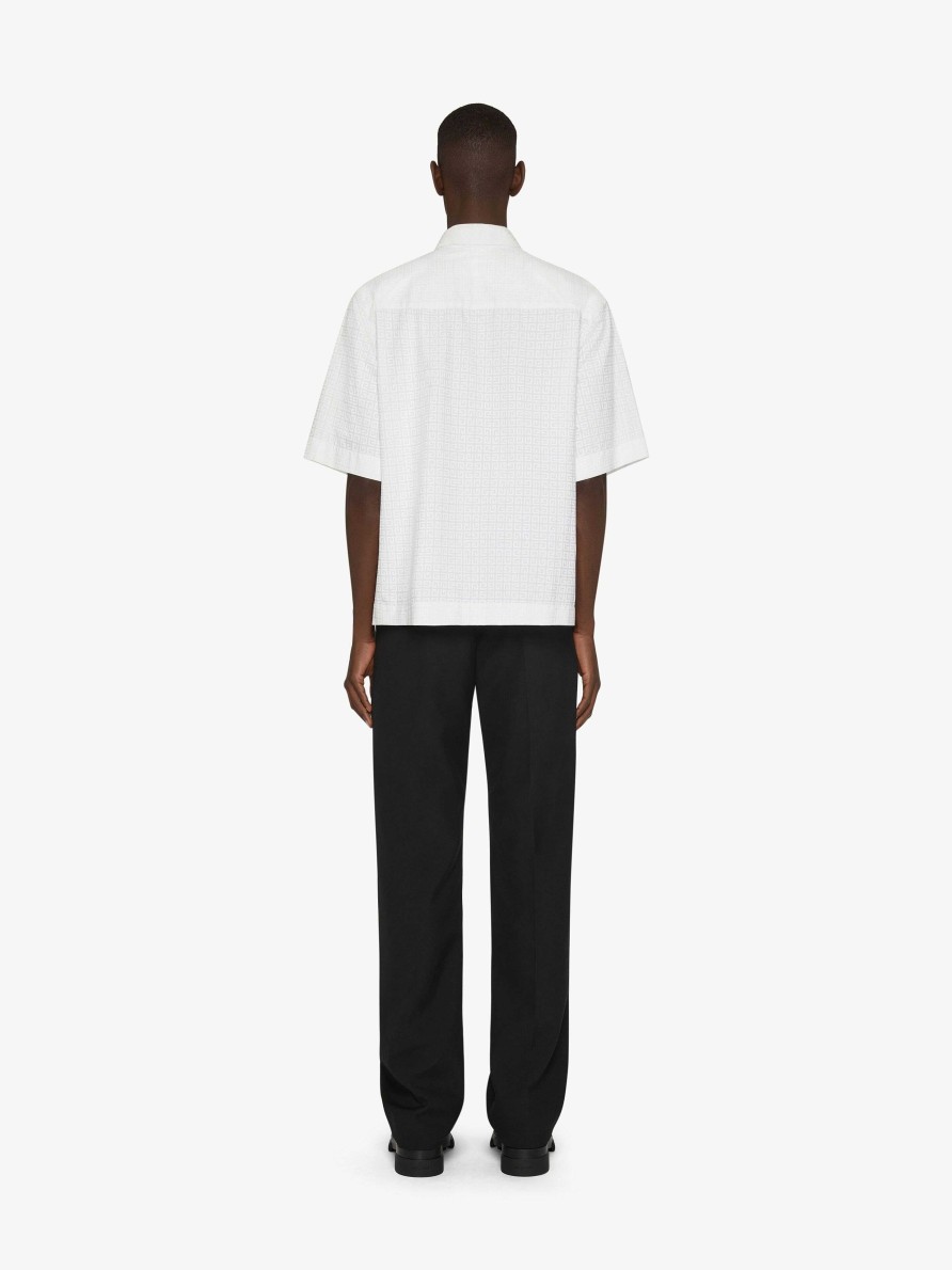 Men Givenchy Shirts | Boxy Fit Zipped Shirt In 4G Jacquard White