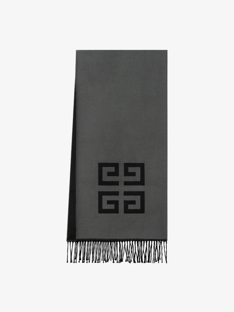 Men Givenchy Scarves & Ties | 4G Scarf In Wool Black/Grey