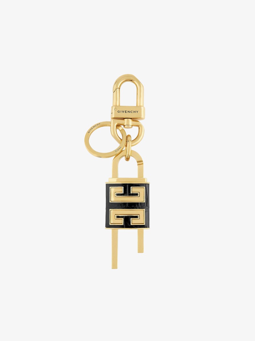 Women Givenchy Other Accessories | 4G Padlock Keyring In Metal And Leather Black