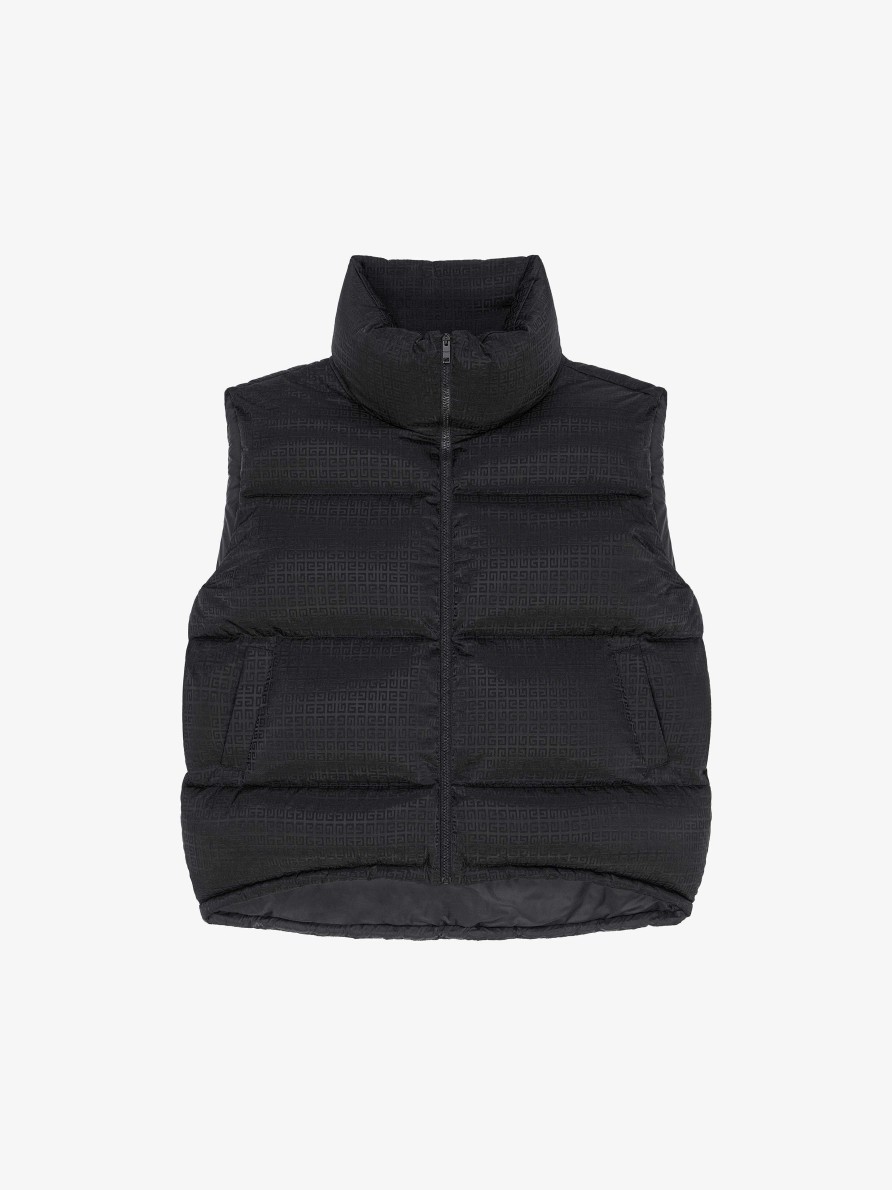 Women Givenchy Outerwear & Blousons | Sleeveless Puffer In 4G Jacquard Black