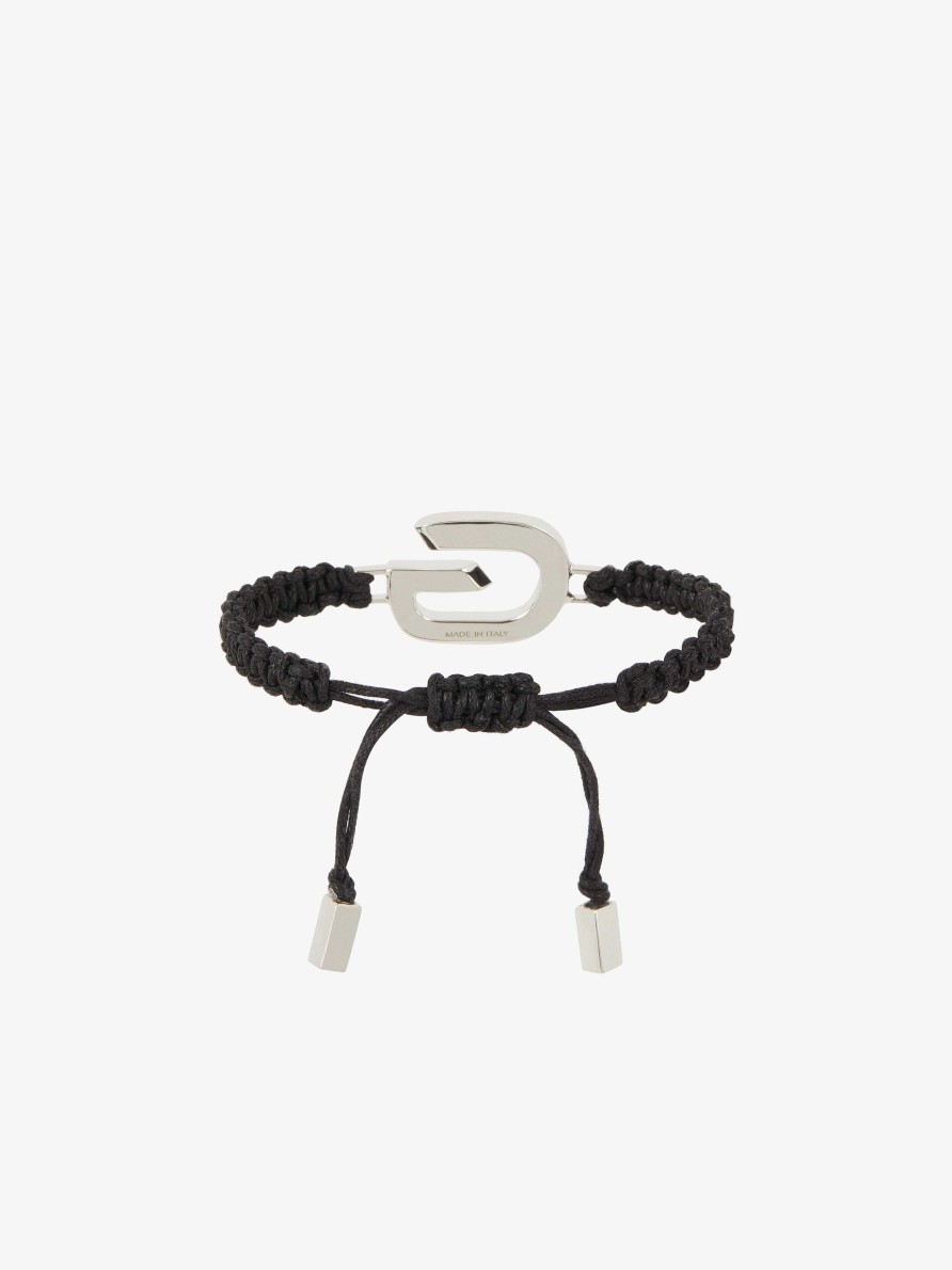 Men Givenchy Jewelry | G Link Bracelet With Cord Silvery