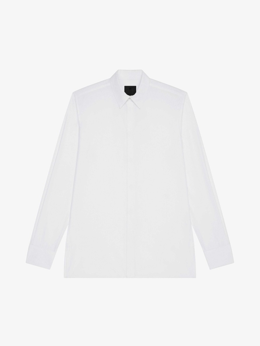 Men Givenchy Shirts | Shirt In 4G Embroidered Poplin White